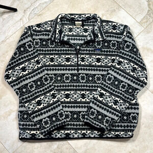 Vtg LL Bean Fleece Jacket 1/4 Zip Fair Isle Polartec Made in USA Size Large L